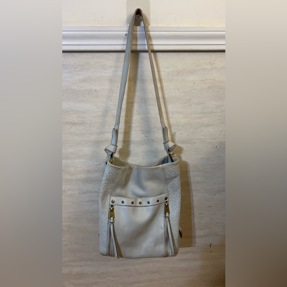The Sak Collective Ojai Bucket, distinctive embossed leather, bohemian details